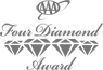 The image shows a logo with the text "Four Diamond Award" and a design featuring four diamond shapes underneath the text, ending the sentence.