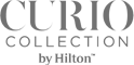 The image contains the "Curio Collection by Hilton" logo in gray, featuring stylized text for the word "Curio" above the rest.